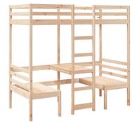 vidaXL Cama Alta con Escritorio y Asientos Madera Maciza 90x190 cm