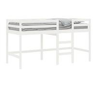 vidaXL Cama Alta de Niños con Escalera, Somier Infantil, Estructura de Cama, Cama para Niños Mayores de 6 Años, Madera Maciza Blanca 90x200 cm