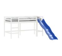 Cama Alta De Niños Con Tobogán Madera Maciza Blanca 90x190 Cm Vidaxl