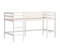 vidaXL Cama Alta de Niños Escalera, Somier Infantil, Cama Nido, Estructura de Cama para Niños Mayores de 6 Años, Madera Maciza Pino Blanco 90x200 cm
