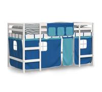 vidaXL Cama Alta para Niños con Cortinas, Cama Nido, Mueble de Dormitorio, Litera para Niños Mayores de 6 Años, Madera de Pino Azul 90x200 cm