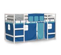 vidaXL Cama Alta para Niños con Cortinas, Cama Nido, Mueble de Dormitorio, Litera para Niños Mayores de 6 Años, Madera de Pino Azul 80x200 cm