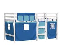 vidaXL Cama alta para niños con cortinas madera pino azul 90x190 cm, cama alta, cama nido individual, cama litera individual, cama nido