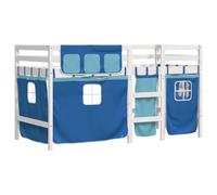 vidaXL Cama Alta para niños con Cortinas Madera Pino Azul 90x200 cm, Cama Alta, Cama Nido Individual, Cama litera Individual, Cama Nido
