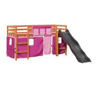 vidaXL Cama alta para niños con cortinas madera pino rosa 80x200 cm, cama alta, cama nido individual, cama litera individual, cama nido
