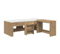vidaXL Cama Alta para niños con Escritorio 2 uds. Roble Artisan