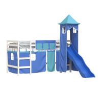 vidaXL Cama Alta para Niños con Torre, Estructura de Cama, Mueble de Dormitorio, Litera para Niños Mayores de 6 Años, Madera Pino Azul 80x200 cm