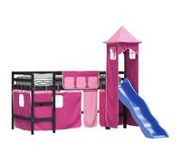 vidaXL Cama Alta para Niños con Torre, Estructura de Cama, Mueble de Dormitorio, Litera para Niños Mayores de 6 Años, Madera Pino Rosa 80x200 cm
