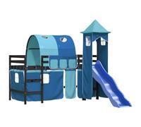 vidaXL Cama Alta para Niños con Torre, Estructura de Cama, Mueble de Dormitorio, Litera para Niños Mayores de 6 Años, Madera Pino Azul 80x200 cm