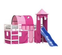 vidaXL Cama Alta para Niños con Torre, Estructura de Cama, Mueble de Dormitorio, Litera para Niños Mayores de 6 Años, Madera Pino Rosa 90x200 cm