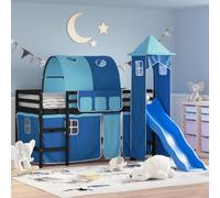 vidaXL Cama Alta para Niños con Torre, Estructura de Cama, Mueble de Dormitorio, Litera para Niños Mayores de 6 Años, Madera Pino Azul 80x200 cm