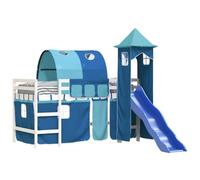 vidaXL Cama Alta para Niños con Torre, Estructura de Cama, Mueble de Dormitorio, Litera para Niños Mayores de 6 Años, Madera Pino Azul 90x190 cm