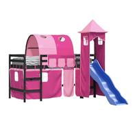 vidaXL Cama Alta para Niños con Torre, Estructura de Cama, Mueble de Dormitorio, Litera para Niños Mayores de 6 Años, Madera Pino Rosa 90x190 cm
