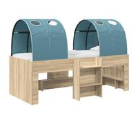 vidaXL Cama Alta para niños con túnel 3 uds. Roble Sonoma y Azul Claro, Cama Moderna Elegante, Estructura Rectangular Resistente, Plataforma cómoda, Juego Espacioso para casa