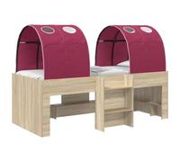 vidaXL Cama Alta para niños con túnel 3 uds. Roble Sonoma y Rojo, Cama Moderna Elegante, Estructura Rectangular Resistente, Plataforma cómoda, Juego Espacioso para casa
