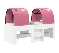 vidaXL Cama Alta para niños con túnel Blanco y Rosa, Cama Moderna Elegante, Estructura Rectangular Resistente, Plataforma cómoda, Juego Espacioso para casa
