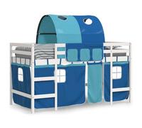 vidaXL Cama Alta para Niños con Túnel, Cama Nido, Mueble de Dormitorio, Litera para Niños Mayores de 6 Años, Madera de Pino Azul 90x190 cm
