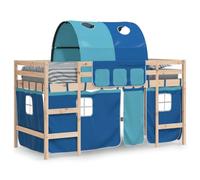 Cama Alta Para Niños Con Túnel Madera Pino Azul 90x200 Cm Vidaxl