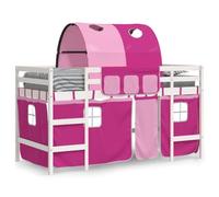 vidaXL Cama Alta para Niños con Túnel, Cama Nido, Mueble de Dormitorio, Litera para Niños Mayores de 6 Años, Madera de Pino Rosa 90x190 cm
