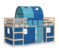 vidaXL Cama Alta para Niños con Túnel, Cama Nido, Mueble de Dormitorio, Litera para Niños Mayores de 6 Años, Madera de Pino Azul 90x190 cm