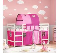 vidaXL Cama Alta para Niños con Túnel, Cama Nido, Mueble de Dormitorio, Litera para Niños Mayores de 6 Años, Madera de Pino Rosa 80x200 cm