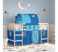 vidaXL Cama Alta para Niños con Túnel, Cama Nido, Mueble de Dormitorio, Litera para Niños Mayores de 6 Años, Madera de Pino Azul 90x190 cm