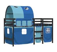 vidaXL Cama Alta para niños con túnel Madera Pino Azul 80x200 cm, Cama Alta, Cama Nido Individual, Cama litera Individual, Cama Nido