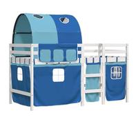 vidaXL Cama alta para niños con túnel madera pino azul 90x190 cm, cama alta, cama nido individual, cama litera individual, cama nido