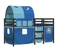 vidaXL Cama alta para niños con túnel madera pino azul 90x190 cm, cama alta, cama nido individual, cama litera individual, cama nido