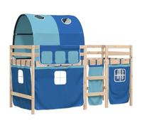 vidaXL Cama alta para niños con túnel madera pino azul 90x200 cm, cama alta, cama nido individual, cama litera individual, cama nido