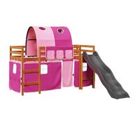 vidaXL Cama alta para niños con túnel madera pino rosa 80x200 cm, cama alta, cama nido individual, cama litera individual, cama nido