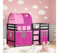 vidaXL Cama alta para niños con túnel madera pino rosa 80x200 cm, cama alta, cama nido individual, cama litera individual, cama nido