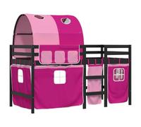 vidaXL Cama alta para niños con túnel madera pino rosa 80x200 cm, cama alta, cama nido individual, cama litera individual, cama nido