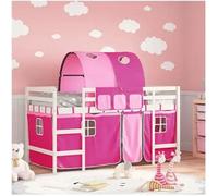vidaxl Cama alta para niños con túnel madera pino rosa 90x190 cm