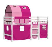 vidaXL Cama alta para niños con túnel madera pino rosa 90x190 cm, cama alta, cama nido individual, cama litera individual, cama nido