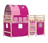 vidaXL Cama alta para niños con túnel madera pino rosa 90x200 cm, cama alta, cama nido individual, cama litera individual, cama nido