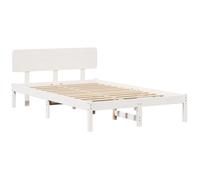 vidaXL Cama Blanca de con cabecera, 120 x 190 cm, Hecha de Madera Maciza de Pino. Diseño Minimalista y Resistente, Ahorrar Espacio en tu Dormitorio. Ideal para Adultos, Elegante y Dura