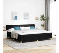 vidaXL Cama Box Spring 200 x cm Tapicería Negra, Marco de Madera, Cabecera Ajustable, Colchón de Dureza Media, Fundas Quitables y Acabado Mate, Muebles para Dormitorio, Superficie de Sueño
