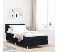 vidaXL Cama Box Spring 90 x 200 cm en Negro y Blanco con Estructura de Madera ingeniosa, cabecero Ajustable, colchón de firmeza Media, tapizada en Tela, Funda Desmontable, diseño Moderno para Mueble