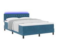 vidaXL Cama Box Spring colchón y LED Azul Oscuro 140x200 cm Terciopelo