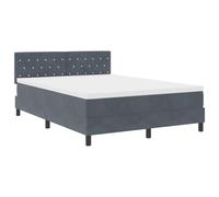 vidaXL Cama Box Spring colchón y LED Gris Oscuro 140x190 cm Terciopelo