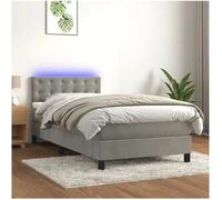 vidaxl Cama box spring colchón y LED terciopelo gris claro 90x190 cm