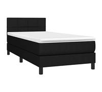 vidaXL Cama Box Spring Colchón y Luces LED Somier Cama Individual Estructura Mueble Dormitorio Habitación Interior Tela Negro 100x200 cm