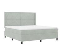 vidaXL Cama Box Spring Colchón y Luz LED Gris Claro 180x200 cm Terciopelo