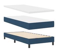vidaXL Cama Box Spring con cabecero Ajustable Azul 80 x 200 cm, diseño Moderno, Funda fácil de Quitar, Espuma densa, Muebles de Dormitorio, Conjunto de colchón, Base para Dormir, multizona