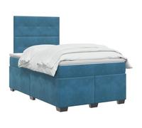 vidaXL Cama Box Spring con colchón Azul 120 x 190 cm Terciopelo, Cama Moderna para Dormitorio, Terciopelo, cabecera Ajustable, colchón Firme, sueño reparador, Ideas de Muebles