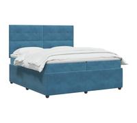 vidaXL Cama Box Spring con colchón Azul 200 x 200 cm Terciopelo, Cama Moderna, Base de resortes, Ajustable con colchón, Marco de diseño, Descanso cómodo en casa