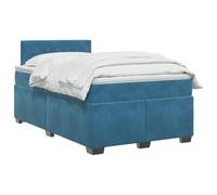 vidaXL Cama Box Spring con colchón Azul Oscuro 120 x 200 cm Terciopelo, Dormitorio Moderno, Cama Ajustable, cabecero de Terciopelo, Juego de colchón Firme
