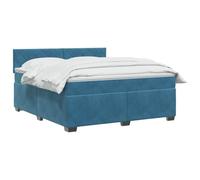 vidaXL Cama Box Spring con colchón Azul Oscuro 140 x 190 cm Terciopelo