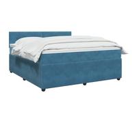 vidaXL Cama Box Spring con colchón Azul Oscuro 160 x 200 cm Terciopelo, Cama de Box Spring Moderna, cabecera Ajustable cómoda, tapizada en Terciopelo, Mueble Elegante Que Ahorra Espacio